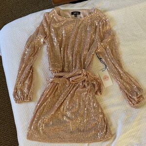 Sequined mini dress long sleeve